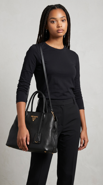 Prada Tote Bag pelle Daino nero
