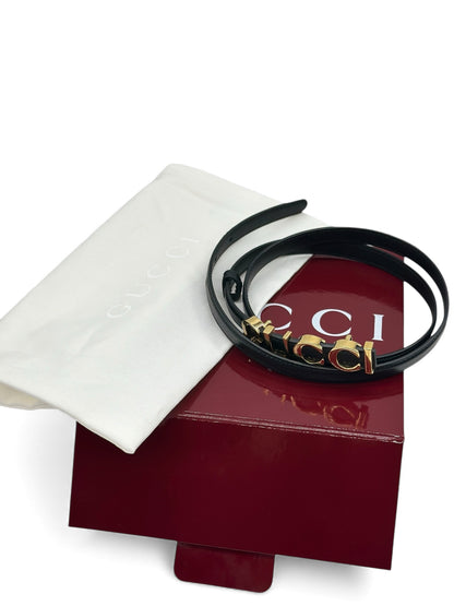 Cintura Gucci Nera in Pelle con Fibbia Oro