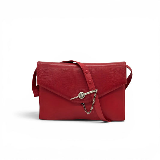 Gianni Versace Vintage Borsa Rossa con Chiusura T-Bar