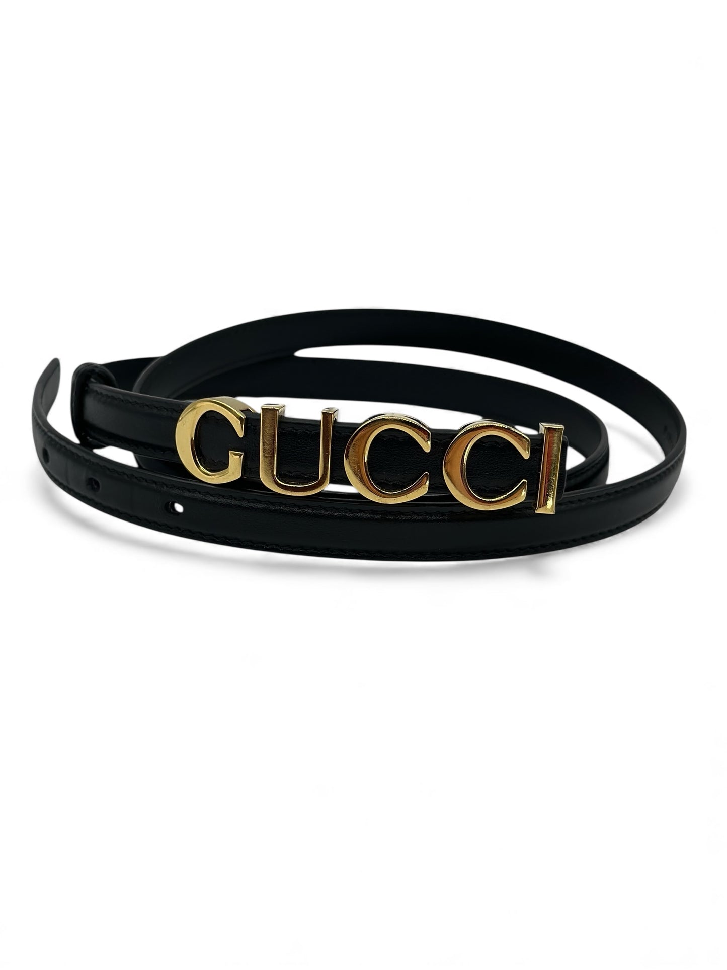 Cintura Gucci Nera in Pelle con Fibbia Oro