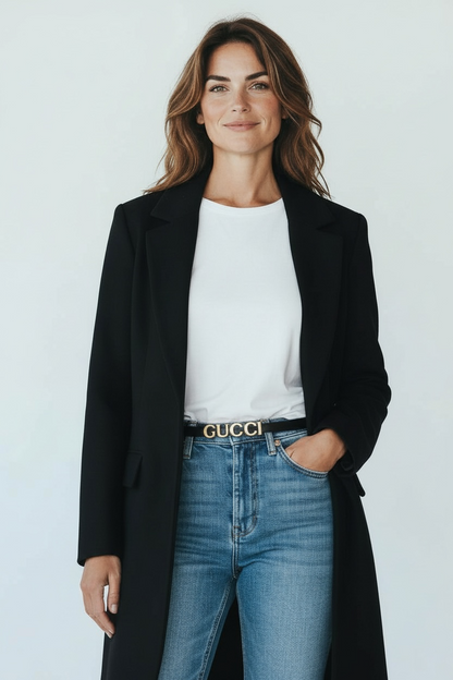Cintura Gucci Nera in Pelle con Fibbia Oro