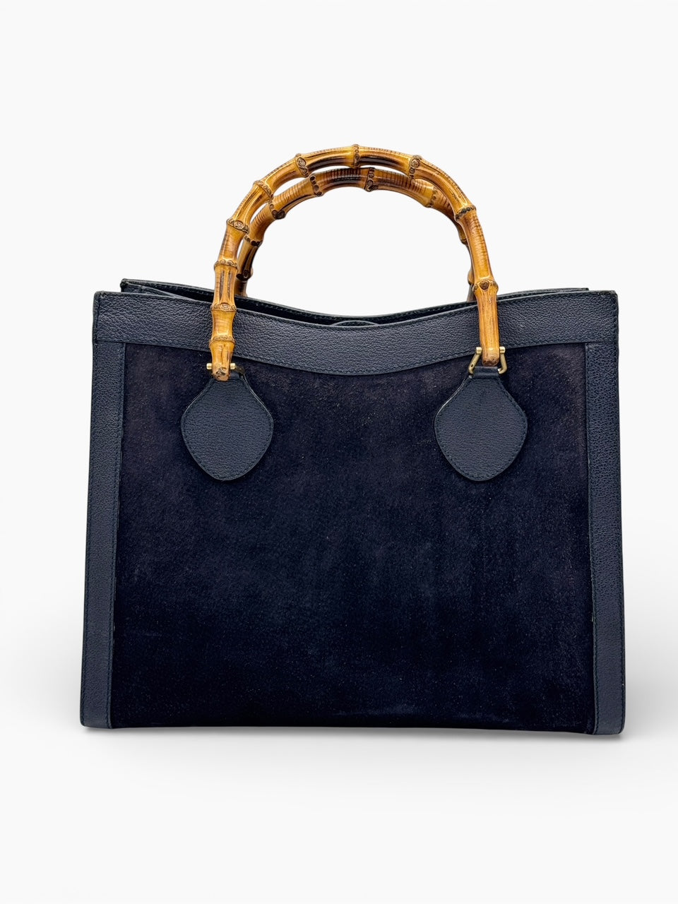 Gucci Bamboo Diana blu in pelle scamosciata con manici bamboo e dettagli oro vintage autentica
