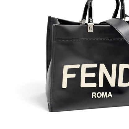 Fendi Sunshine Borsa in Pelle Saffiano Nera