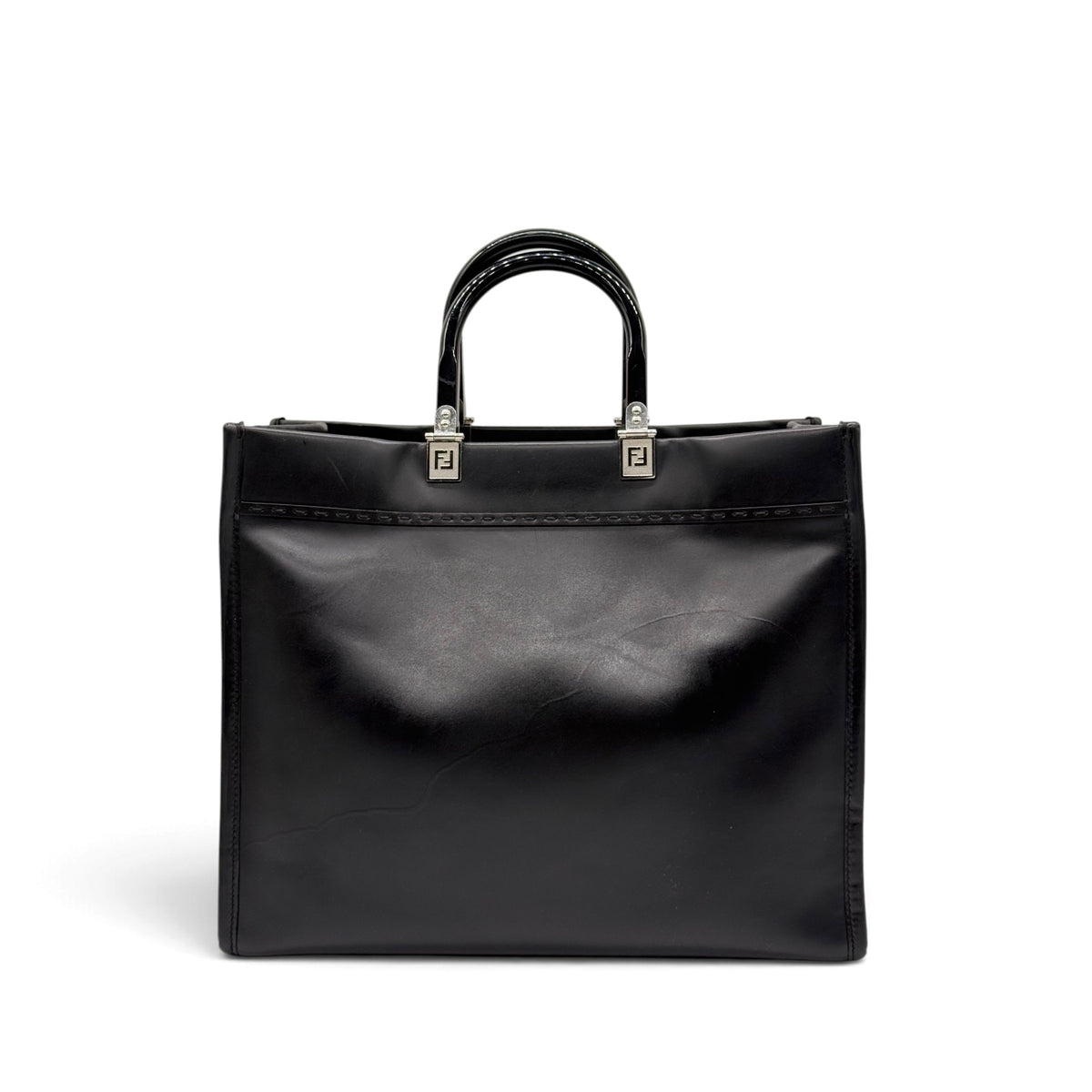 Fendi Sunshine Borsa in Pelle Saffiano Nera
