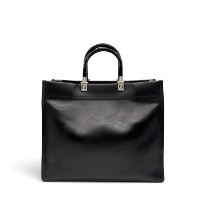 Fendi Sunshine Borsa in Pelle Saffiano Nera