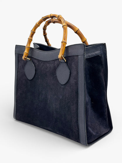 Gucci Bamboo Diana Pelle Scamosciata Blu Oltremare