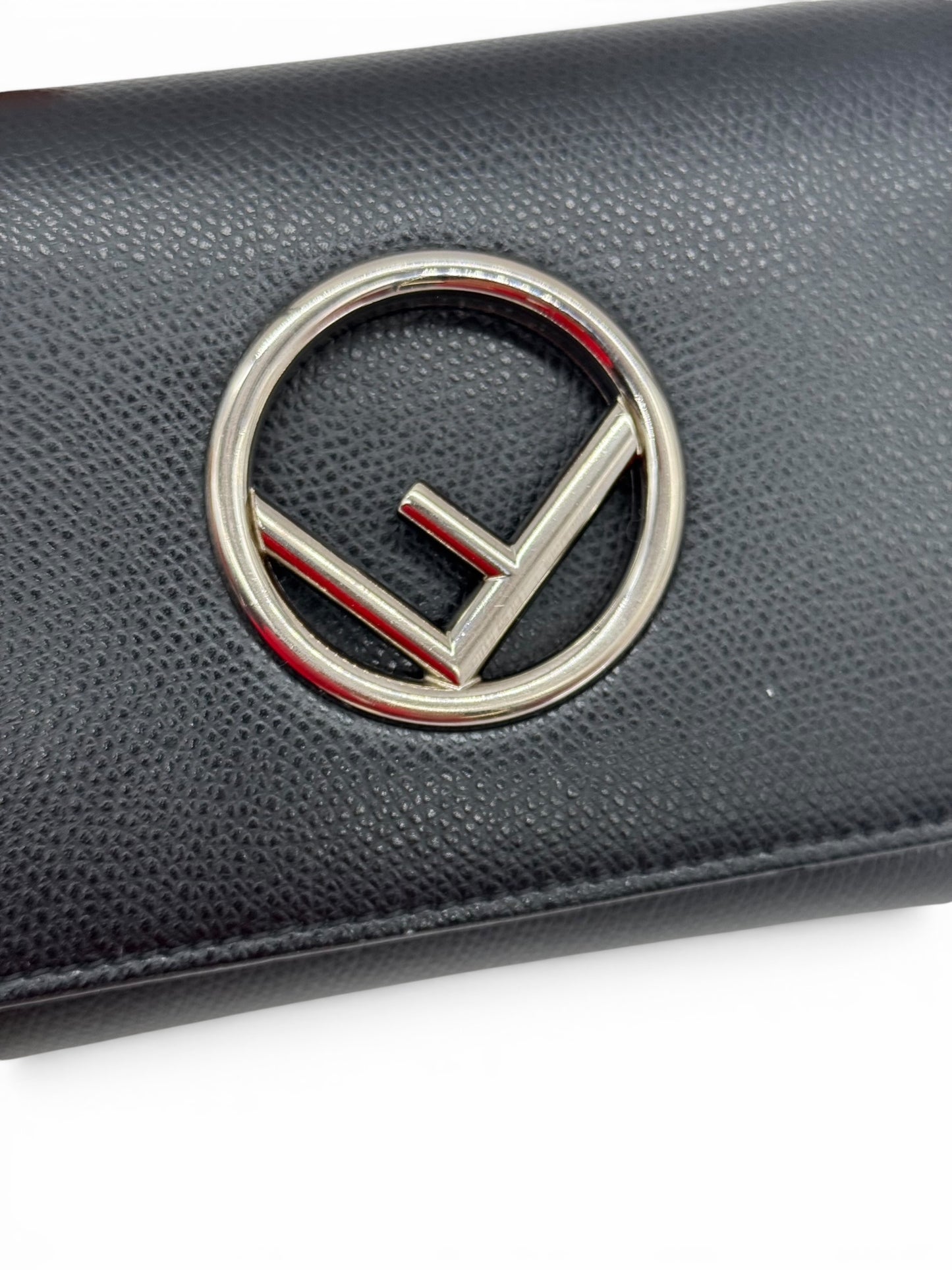 Fendi Kan Logo F Pochette Pelle Pero