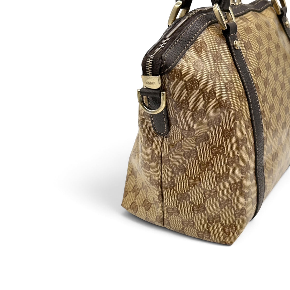 Gucci Tote Bag Crystal GG Marrone e Beige