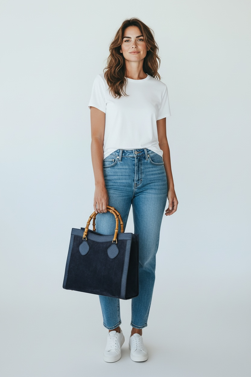 Gucci Bamboo Diana Pelle Scamosciata Blu Oltremare