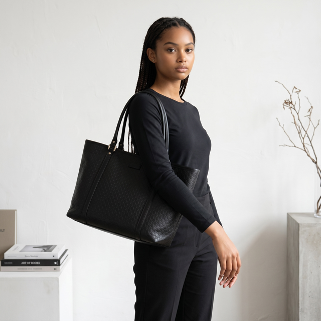 Gucci Tote Bag Micro Guccissima Pelle Nero