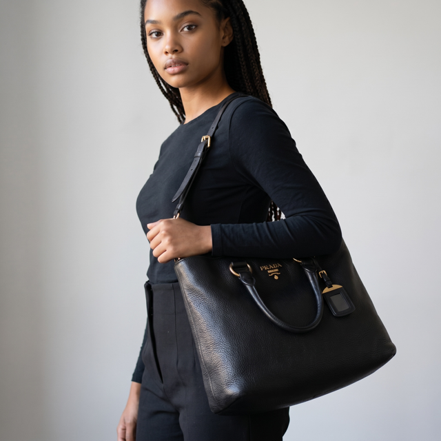 Prada Grand Shopping Tote Nero Pelle