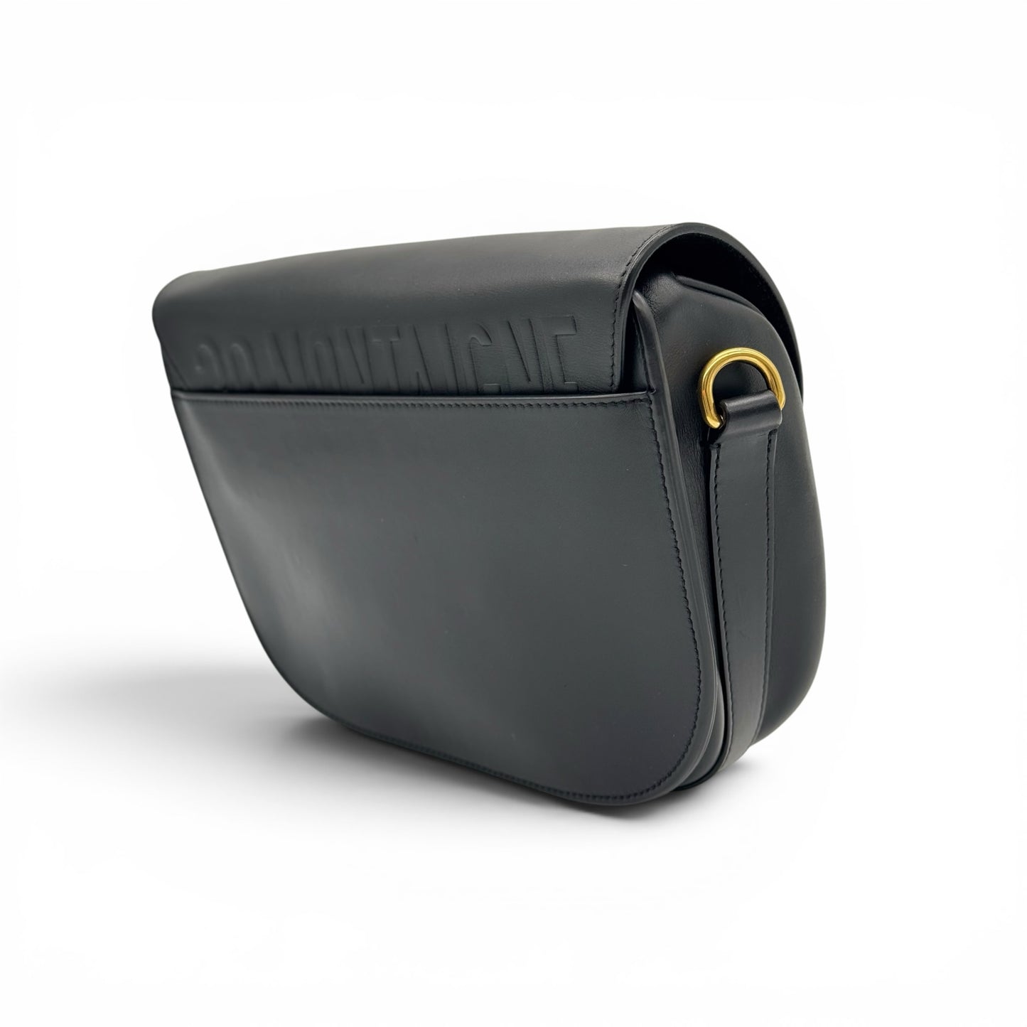 Borsa a tracolla Borse Vintage Christian Dior Bobby in pelle nera liscia con dettagli metallici oro e logo impresso