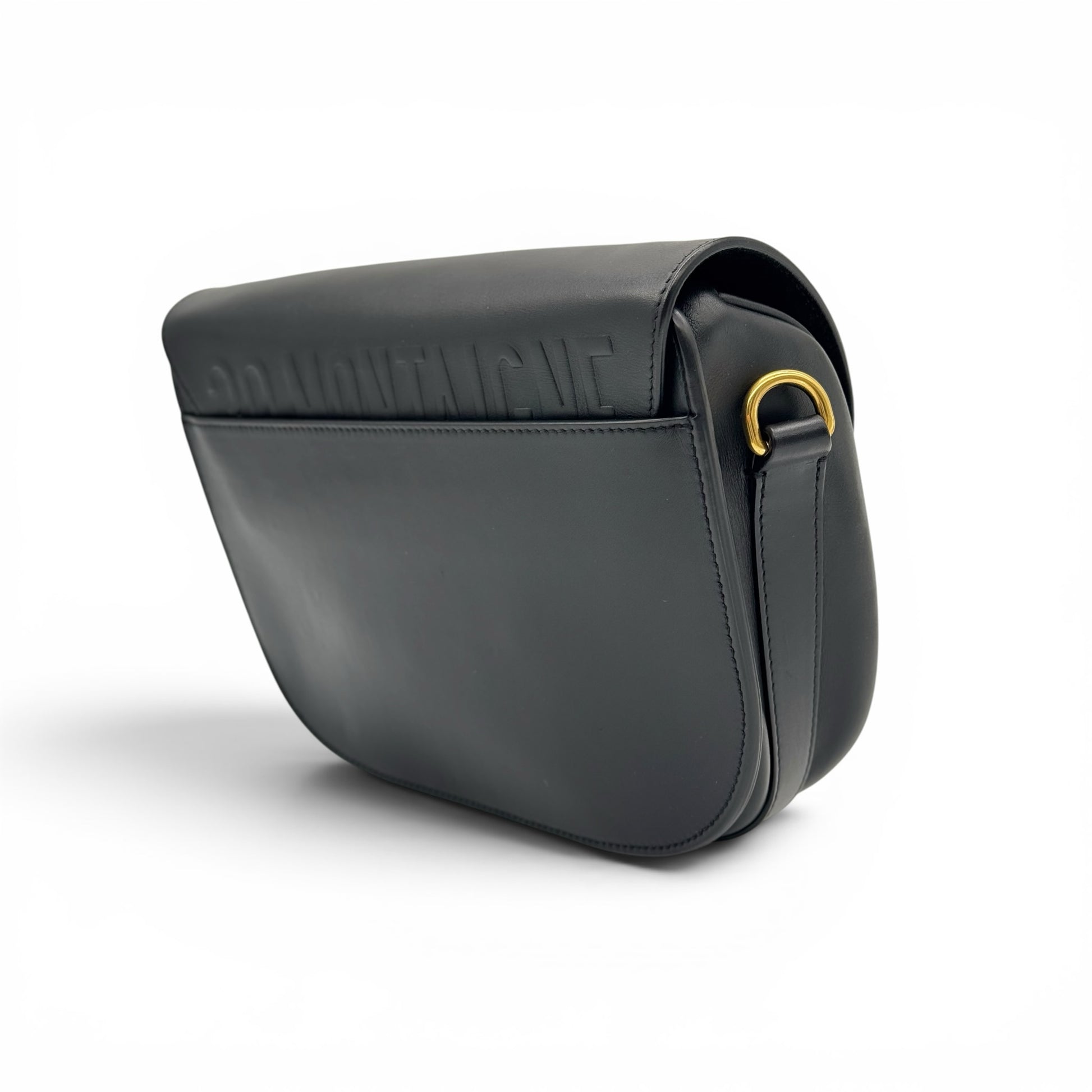 Borsa a tracolla Borse Vintage Christian Dior Bobby in pelle nera liscia con dettagli metallici oro e logo impresso