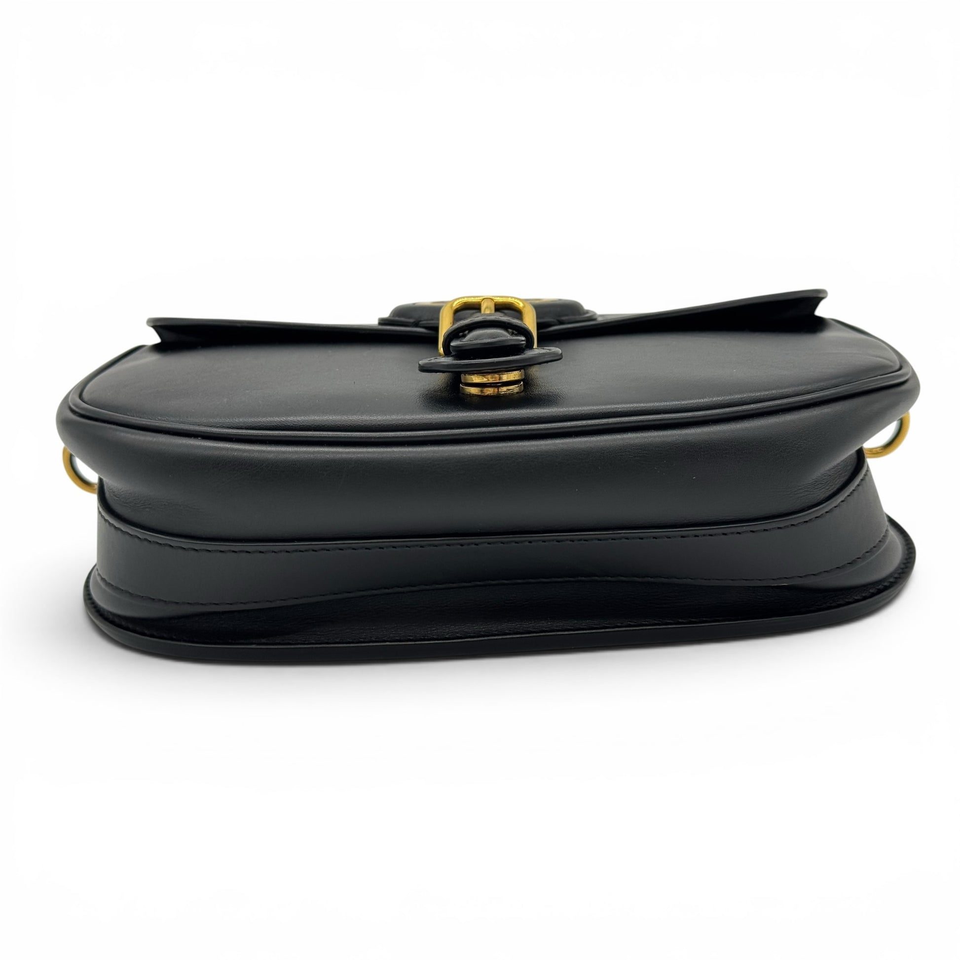 Borsa a tracolla Borse Vintage Christian Dior Bobby in pelle nera liscia con dettagli metallici color oro