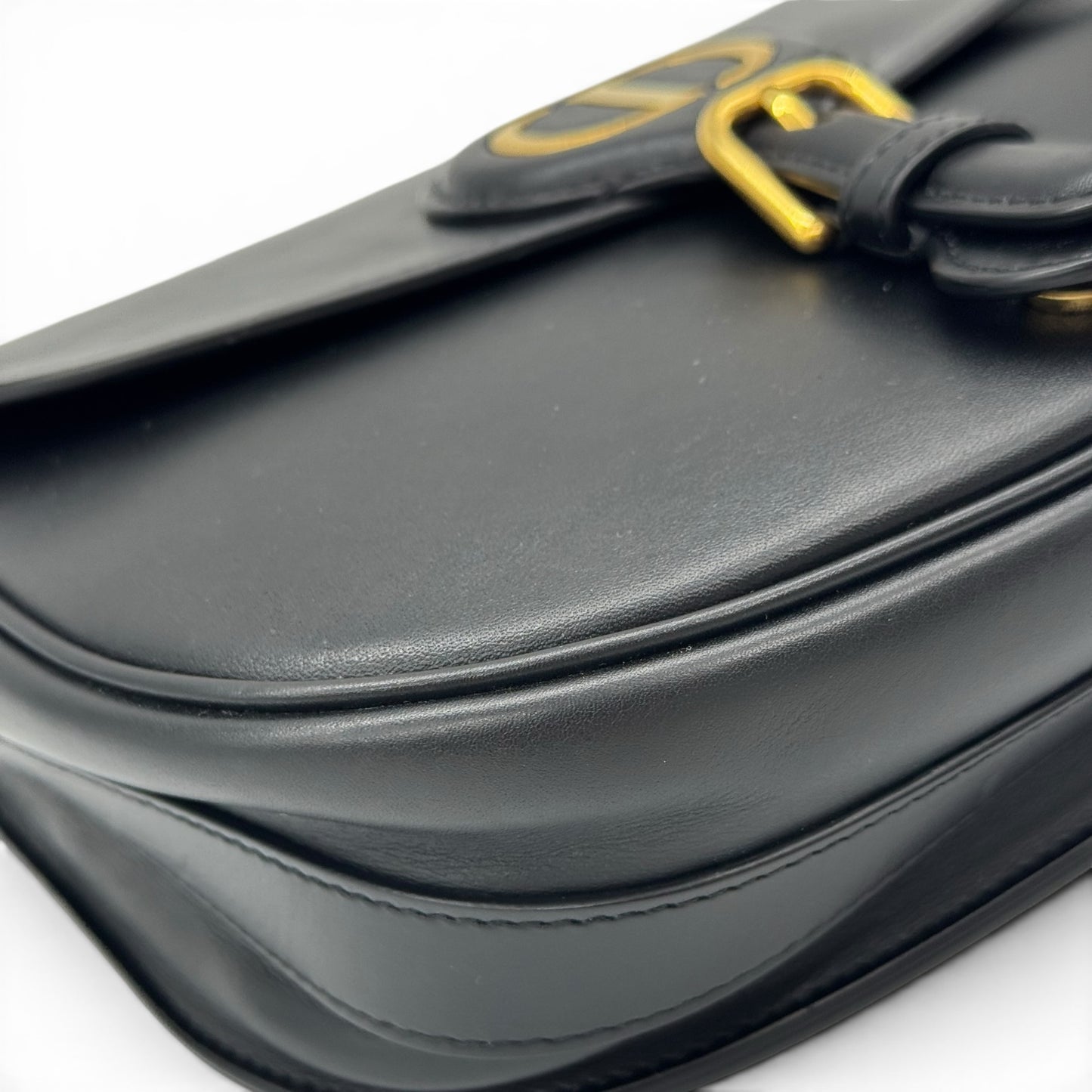 Borsa a tracolla Borse Vintage Christian Dior Bobby in pelle nera liscia con dettagli metallici color oro