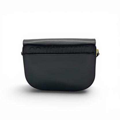 Borsa a tracolla Borse Vintage Christian Dior Bobby in pelle nera liscia con logo 30 Montaigne impresso sul retro