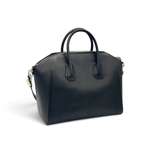 Borsa a mano Borse Vintage Givenchy Antigona in pelle nera strutturata con doppi manici e chiusura a zip