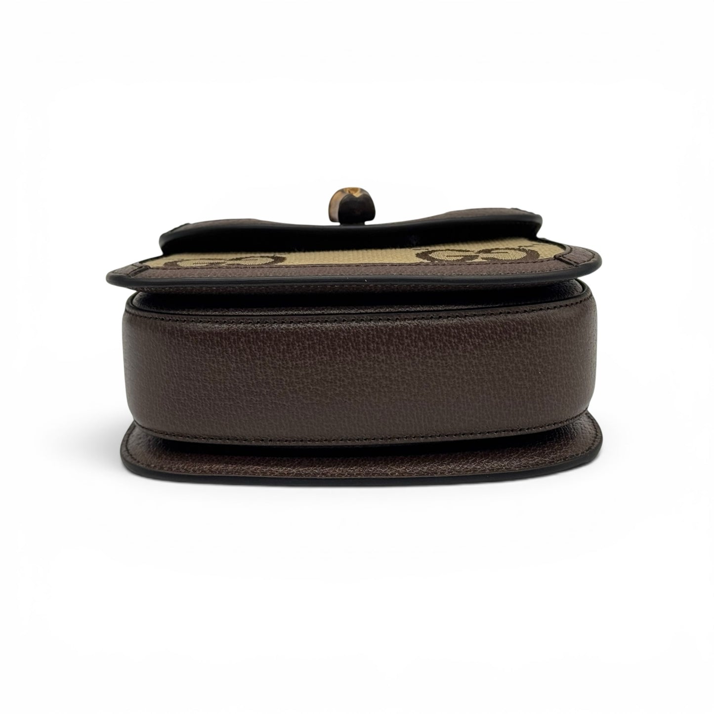 Borsa a tracolla Borse Vintage Gucci Bamboo in tela GG e pelle marrone con dettaglio di chiusura in bambù