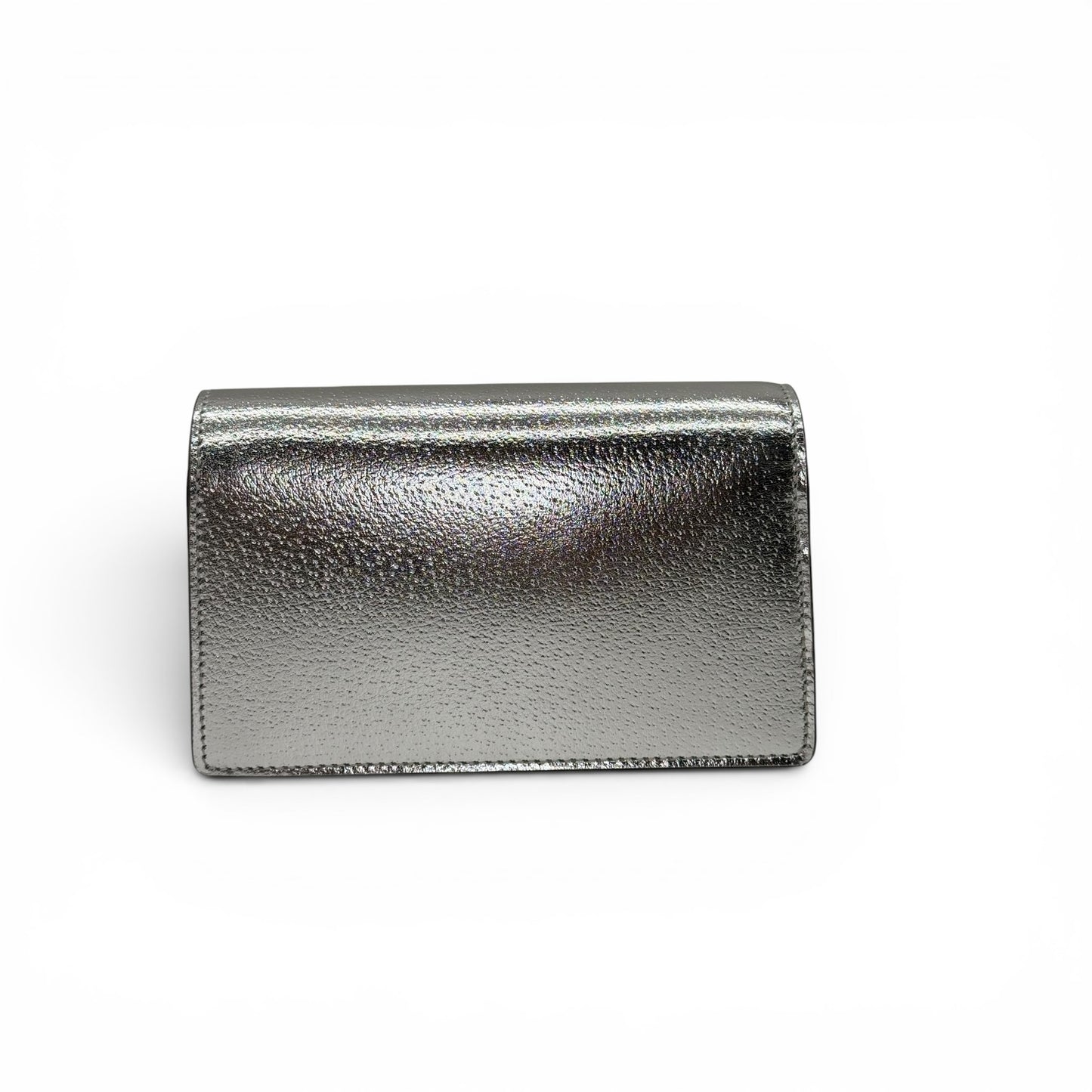 Borsa a tracolla Borse Vintage Gucci Dionysus mini in pelle metallizzata argento con texture granulata