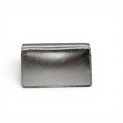 Borsa a tracolla Borse Vintage Gucci Dionysus mini in pelle metallizzata argento con texture granulata