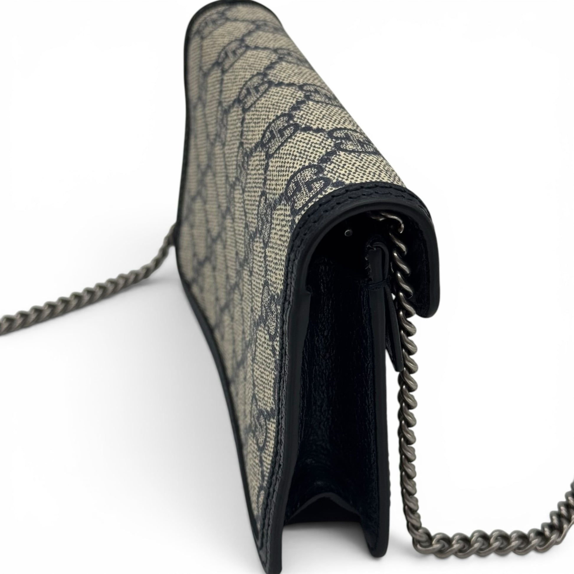 Borsa a tracolla Borse Vintage Gucci Dionysus in tela GG con finiture in pelle blu e tracolla a catena argento
