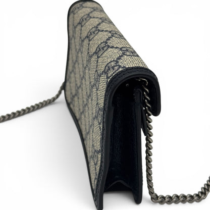 Borsa a tracolla Borse Vintage Gucci Dionysus in tela GG con finiture in pelle blu e tracolla a catena argento