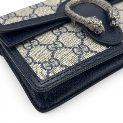 Borsa a tracolla Borse Vintage Gucci Dionysus in tela GG blu con finiture in pelle e chiusura a testa di tigre
