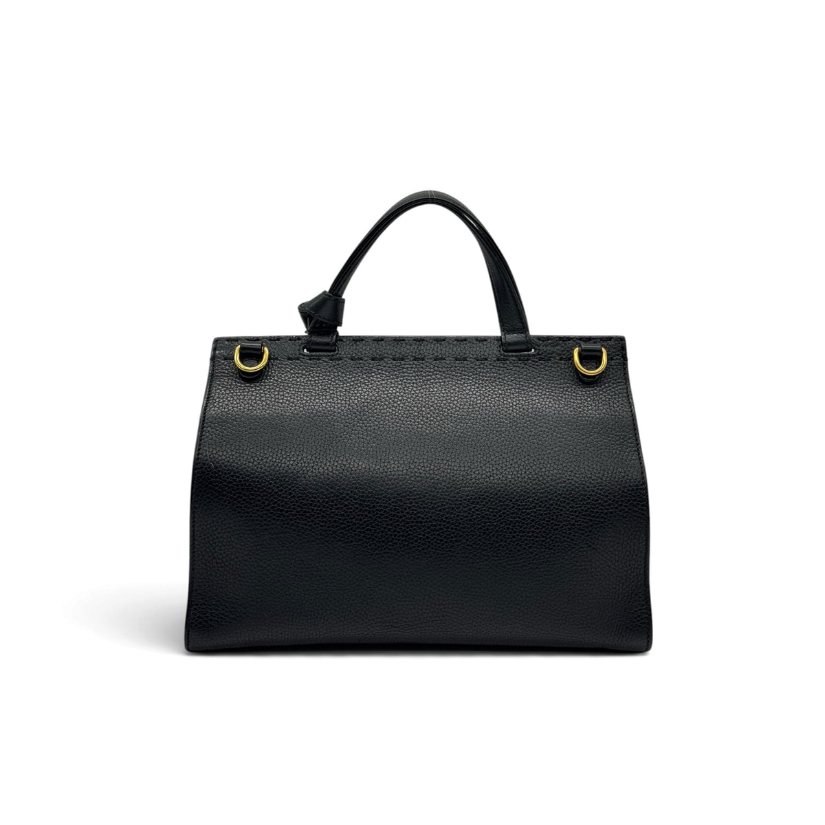 Borsa a mano Borse Vintage Gucci Marmont in pelle nera granulata con manico rigido e dettagli in metallo dorato