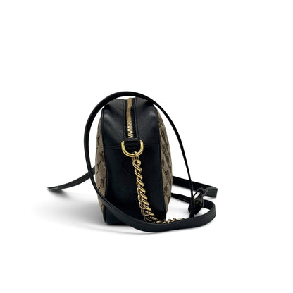 Borsa a tracolla Borse Vintage Gucci Marmont in tela GG Supreme e pelle nera con dettagli in metallo dorato