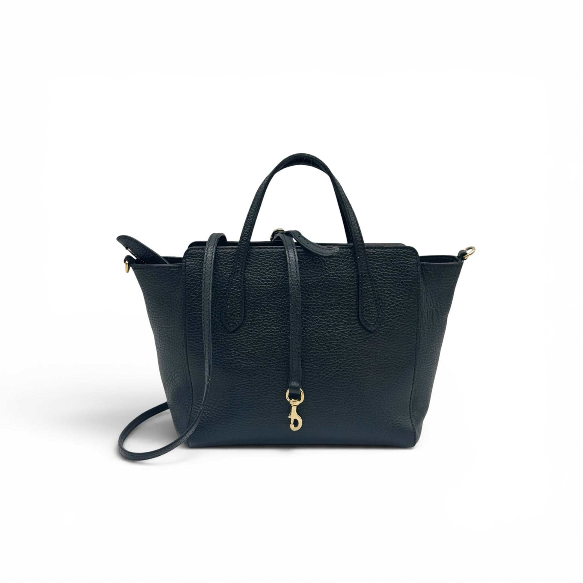 Borsa a mano Borse Vintage Gucci in pelle nera martellata con dettagli in metallo dorato e tracolla rimovibile