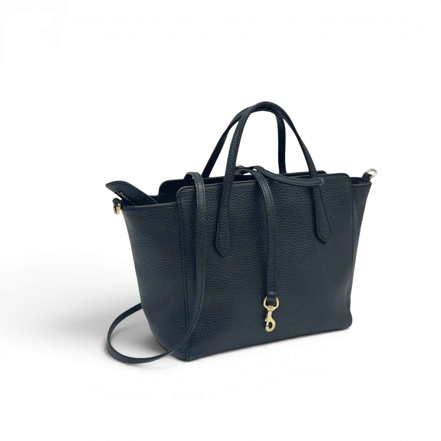Borsa a mano Borse Vintage Gucci in pelle nera martellata con doppi manici e dettagli in metallo dorato