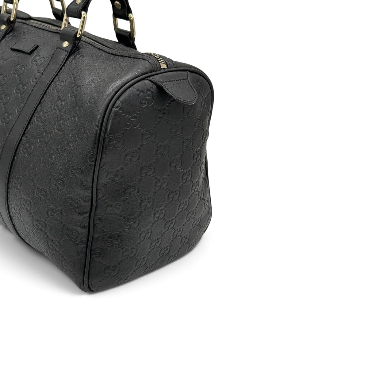 Borsa a mano Borse Vintage Gucci in pelle nera con motivo GG impresso e dettagli in metallo dorato
