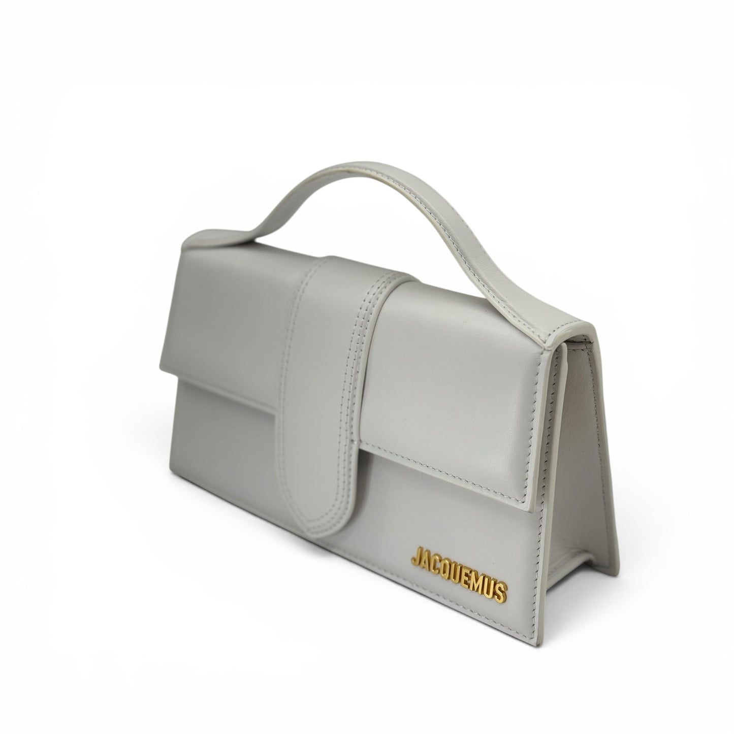 Borsa a tracolla Borse Vintage Jacquemus in pelle grigio chiaro con logo dorato e manico superiore rigido