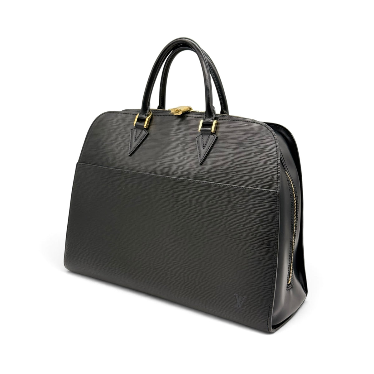 Borsa a mano Borse Vintage Louis Vuitton in pelle Epi nera con dettagli in metallo dorato e design strutturato
