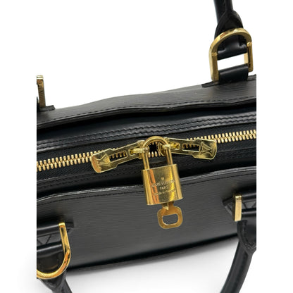 Borsa a mano Borse Vintage Louis Vuitton in pelle Epi nera con dettagli in metallo dorato e lucchetto iconico