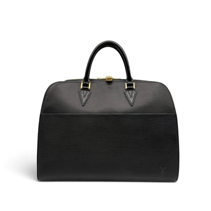 Borsa a mano Borse Vintage Louis Vuitton in pelle Epi nera con texture a righe e dettagli in metallo dorato