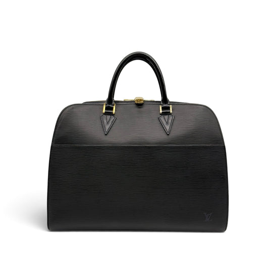 Borsa a mano Borse Vintage Louis Vuitton in pelle Epi nera con texture a righe e dettagli in metallo dorato