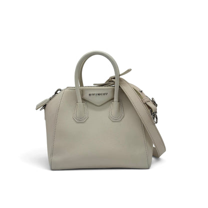 Borsa a mano Borse Vintage Givenchy in pelle martellata color avorio con logo metallico e tracolla rimovibile