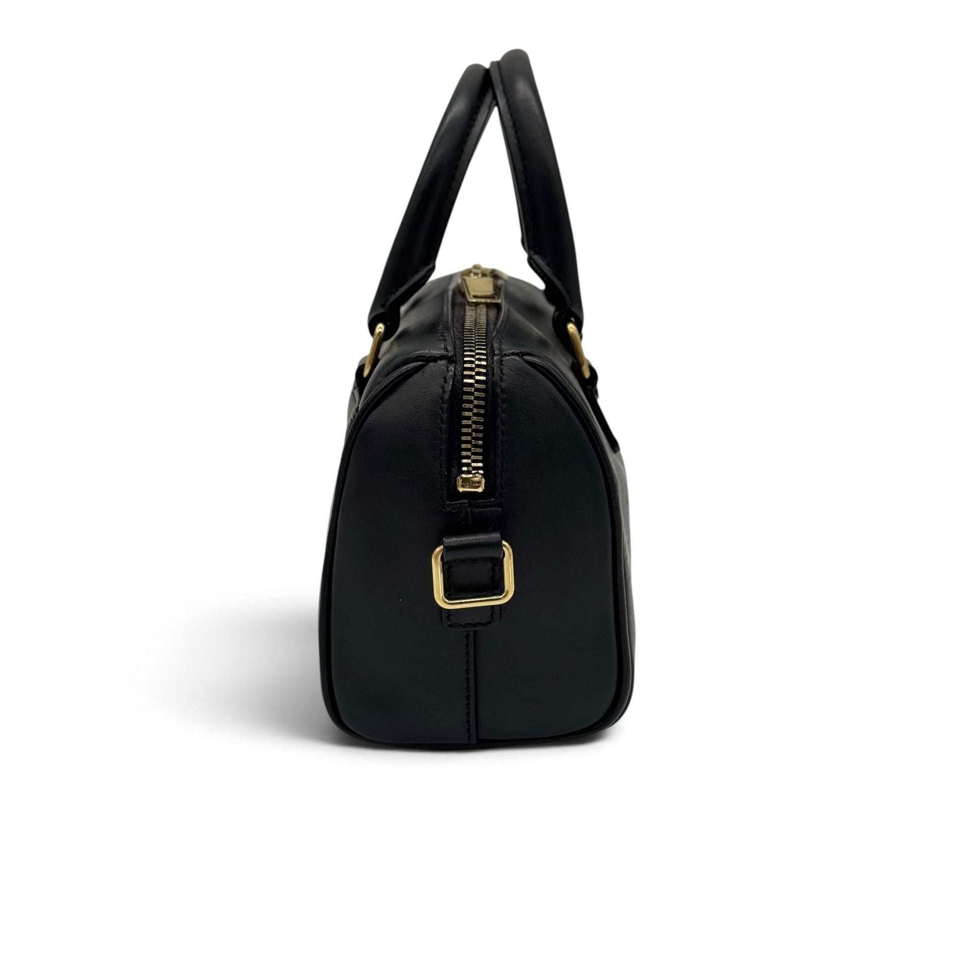 Borsa a mano Borse Vintage Saint Laurent in pelle nera con dettagli metallici dorati e chiusura a zip laterale