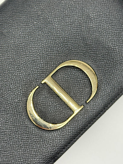Borsa a tracolla Borse Vintage in pelle nera granulata con logo CD metallico dorato