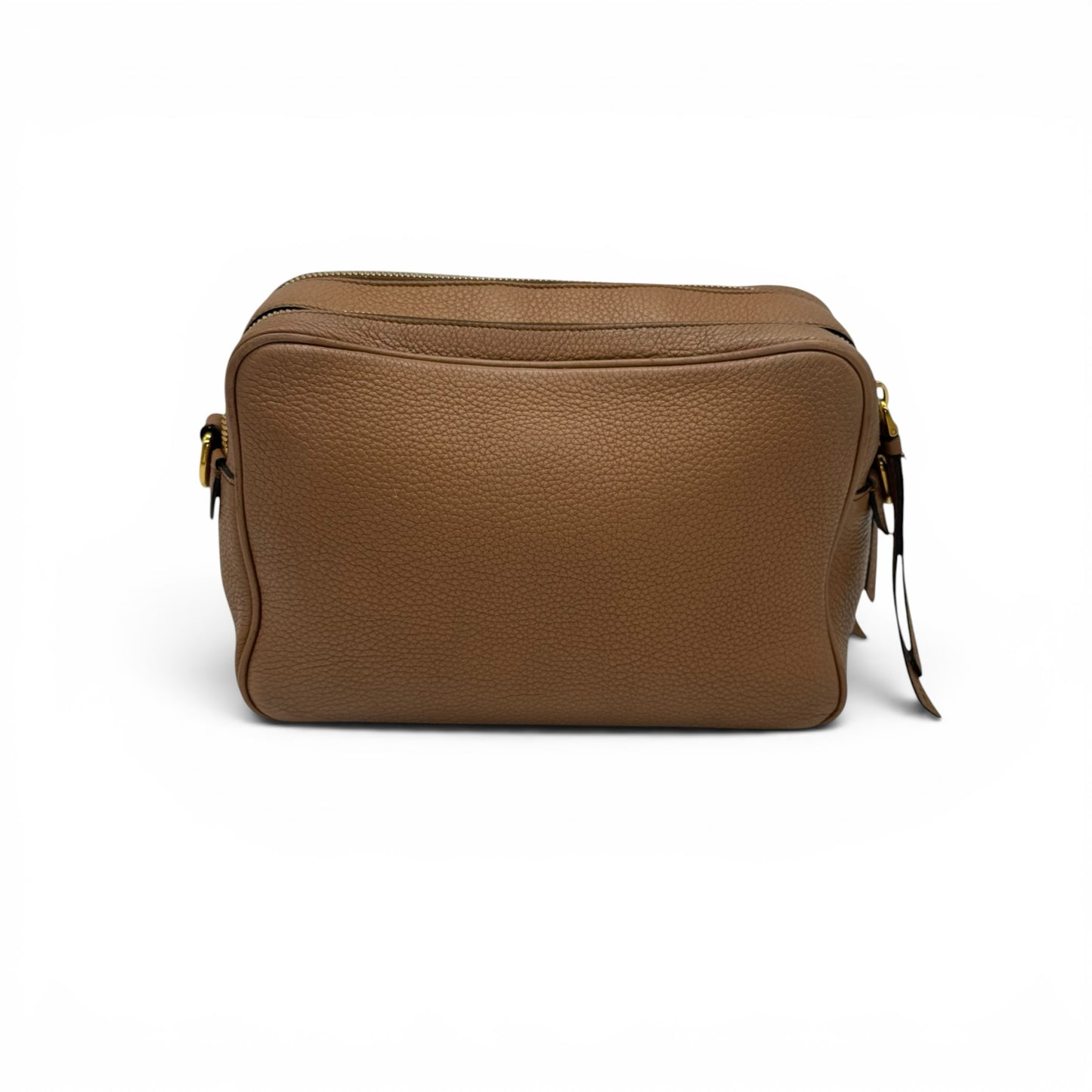 Borsa a tracolla Borse Vintage Prada in pelle martellata marrone con dettagli in metallo dorato e chiusura a zip