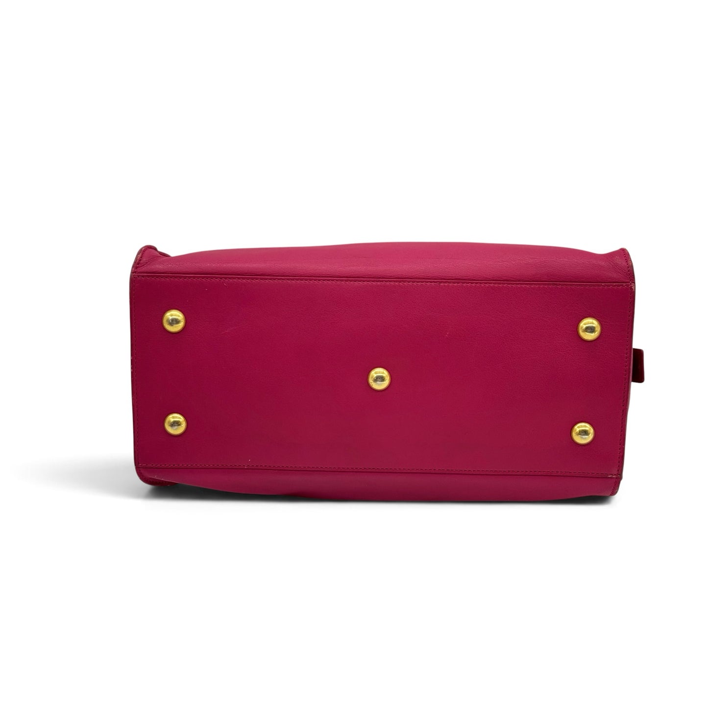 Base della borsa a mano Borse Vintage Saint Laurent in pelle fucsia con piedini protettivi in metallo dorato
