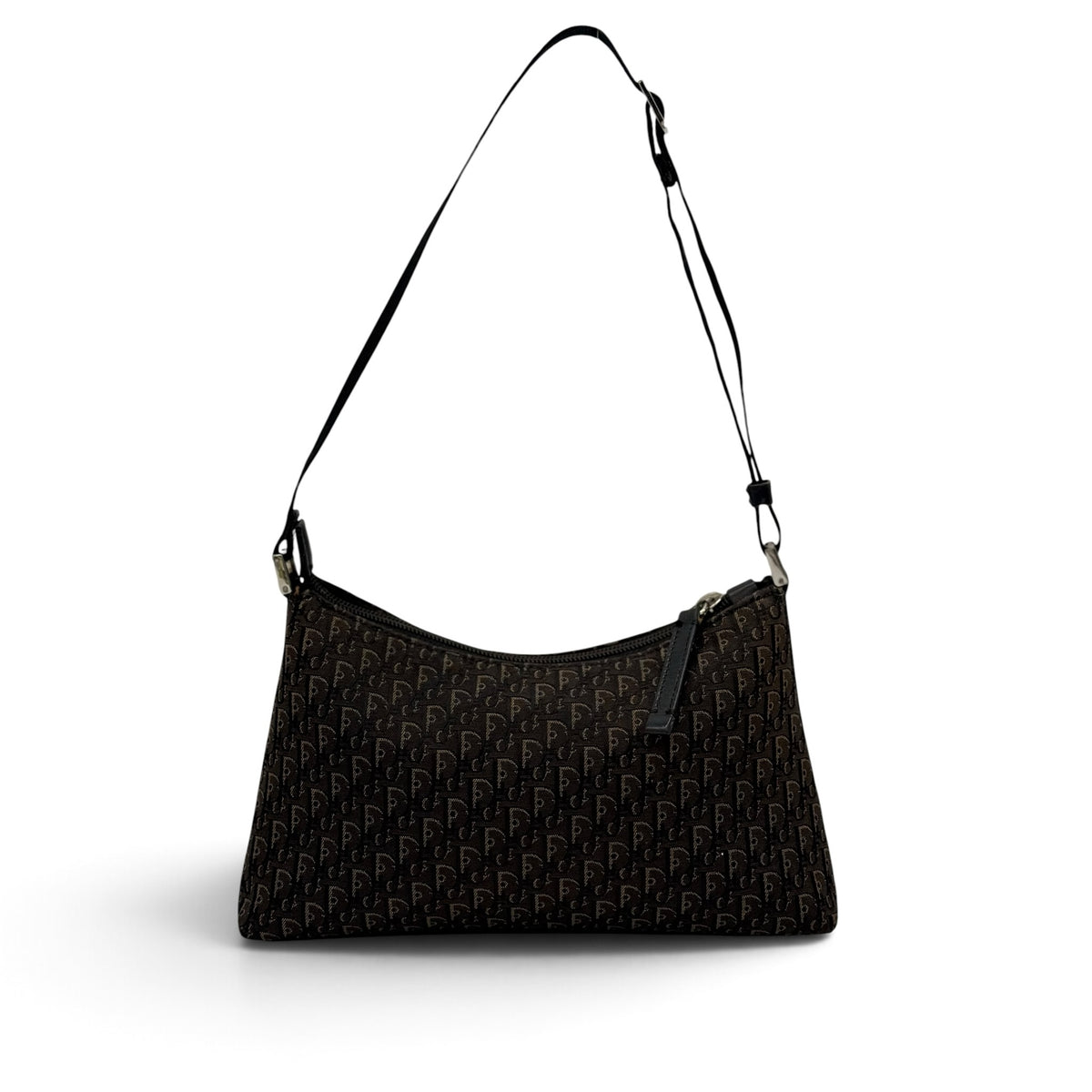 Borsa a spalla Borse Vintage Christian Dior marrone in tessuto tecnico con iconico motivo monogramma e tracolla