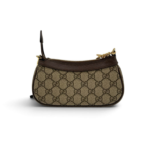 Borsa a spalla Borse Vintage Gucci Ophidia in tela GG Supreme con finiture in pelle marrone e dettagli dorati