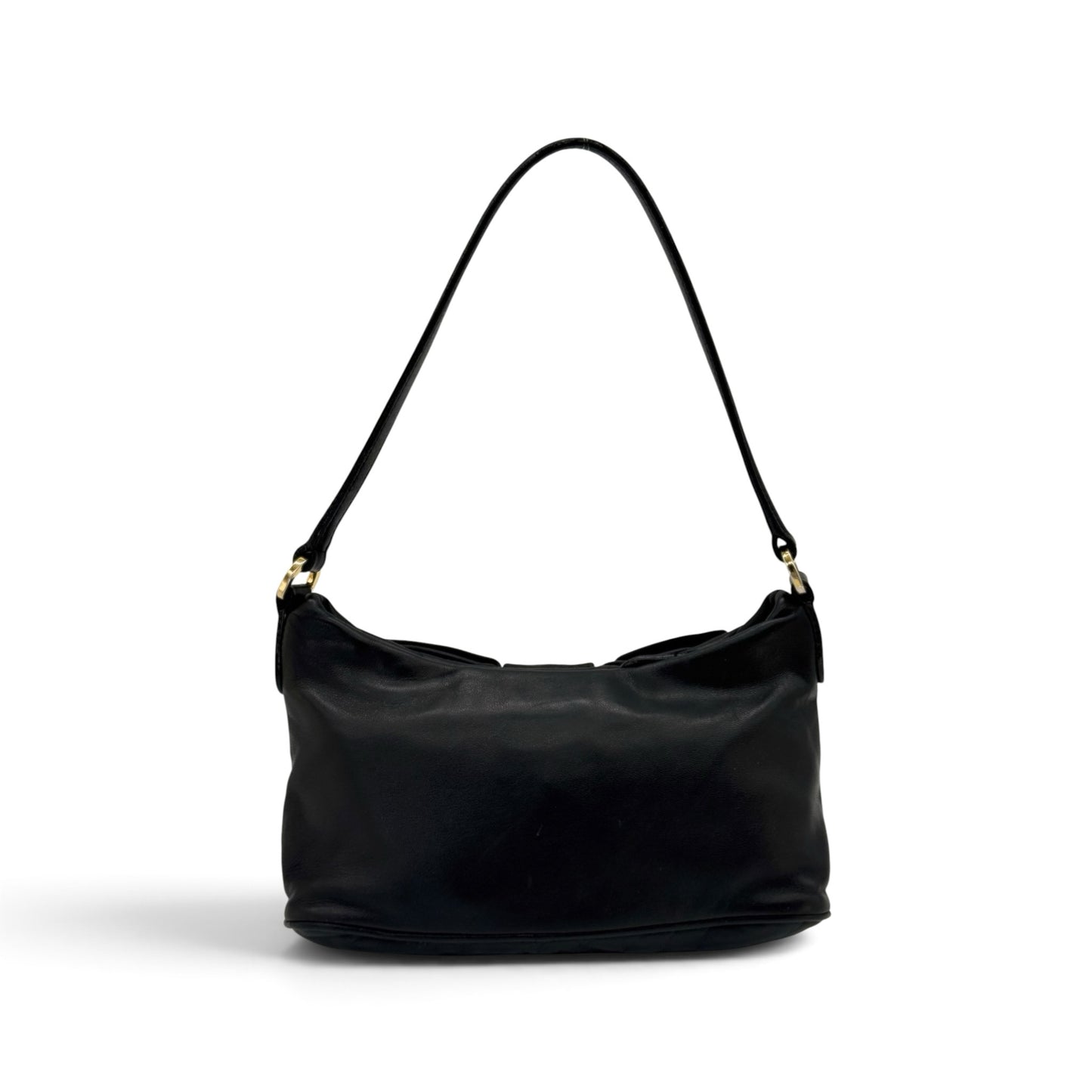Borsa a spalla Borse Vintage Prada in pelle nera con tracolla e dettagli dorati