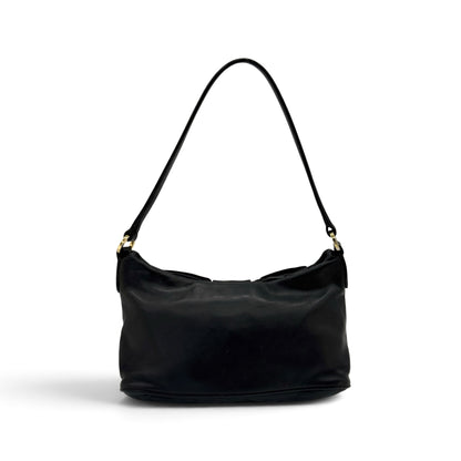 Borsa a spalla Borse Vintage Prada in pelle nera con tracolla e dettagli dorati