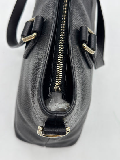 Borsa Tote Gucci Borse Vintage in pelle nera martellata con chiusura a zip e dettagli in metallo dorato