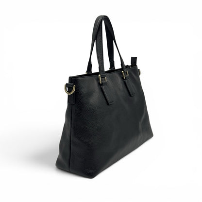 Borsa tote Borse Vintage Gucci in pelle nera martellata con dettagli in metallo dorato e design strutturato