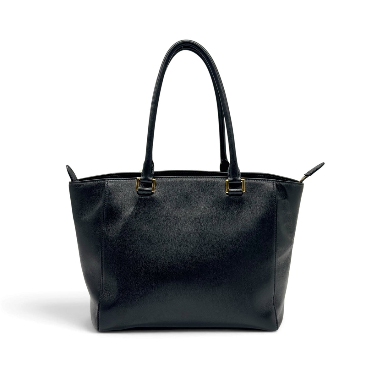 Borsa tote Borse Vintage Prada in pelle nera martellata con dettagli in metallo dorato e doppi manici