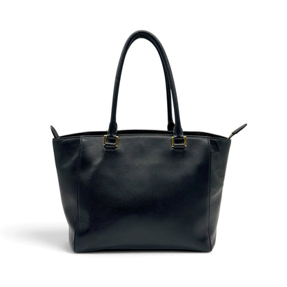 Borsa tote Borse Vintage Prada in pelle nera martellata con dettagli in metallo dorato e doppi manici